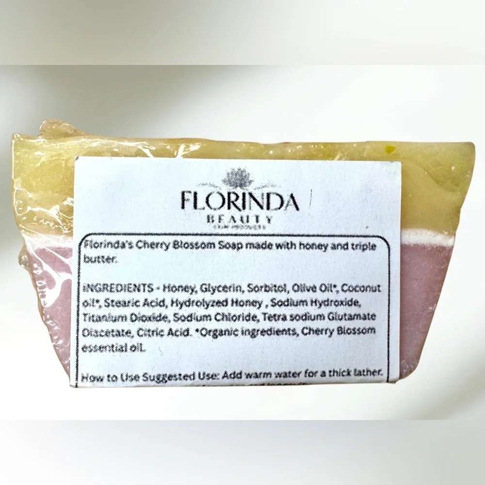 Florinda Beauty - Cherry Blossom Soap Pink and Cream Handmade Soap 4.5 oz NWT